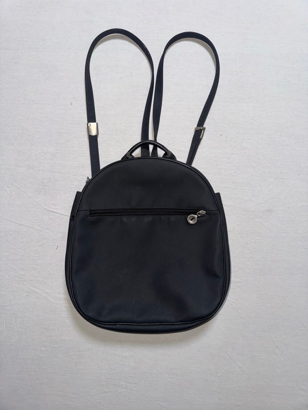 Vintage Women’s Small Mandarina Duck Backpack in Black leather straps